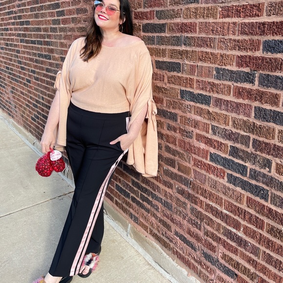 Black Track Pants with Pink Ribbon Stripes - Picture 7 of 10